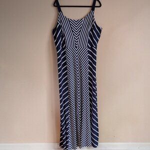 Blue and White Striped Maxi Dress - Plus Size 2X